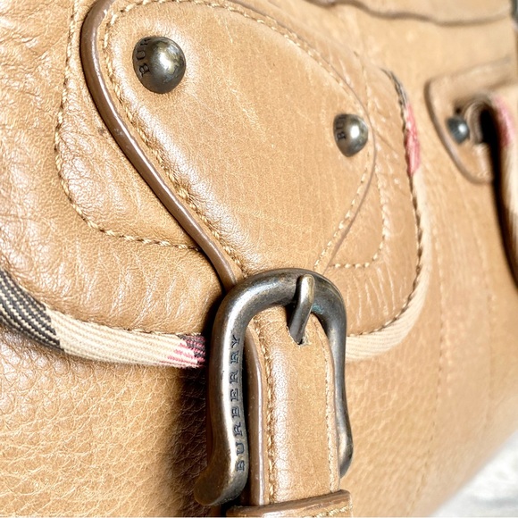 Burberry Tan Shoulder Bag long Hobo pockets nova trims - Picture 3 of 16